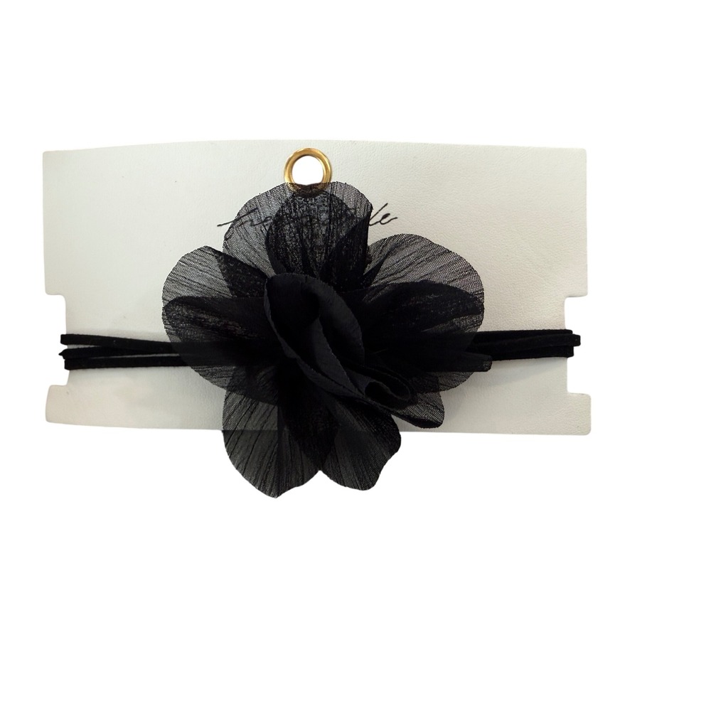 Free People Sweetheart Flower Choker Black Suede Wrap Necklace NWT